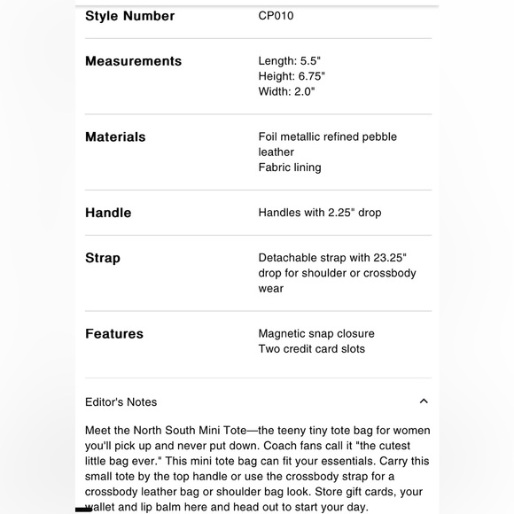 🌸 Coach North South Mini Tote🌸 - Picture 7 of 7